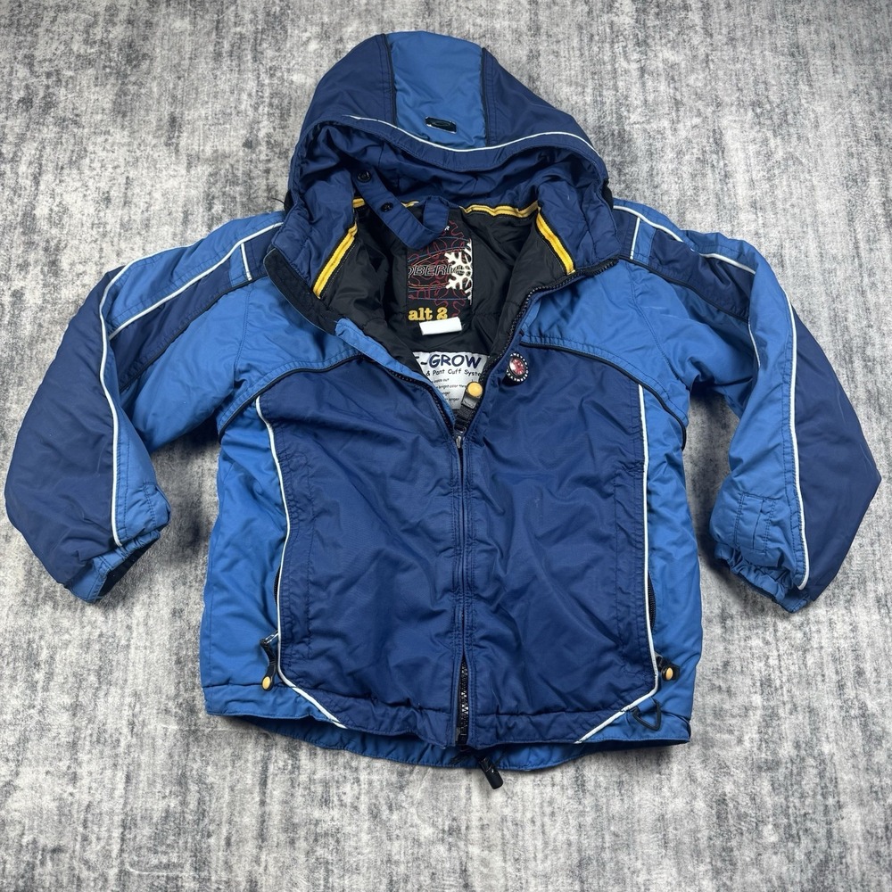 Obermeyer Youth Ski Jacket Size 7 Blue Hooded Insulated Winter Coat